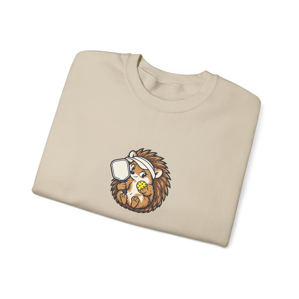 Hedgehog pickleball crewneck sweatshirt, Small Player, Full Commitment