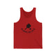 Red unisex pickleball tank top with a paddle and ball icon over "Happy Place" text