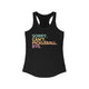 Black racerback tank top with colorful Sorry. Can't. Pickleball. Bye. text design