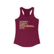 Cardinal red racerback tank top with colorful Sorry. Can't. Pickleball. Bye. text design