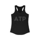 Black pickleball tank top with a tonal black ATP text design