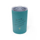 Turquoise vacuum insulated tumbler with a script "I'm sorry for what I said while playing pickleball" quote with a small heart