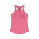 Solid Hot Pink women's racerback pickleball tank top with a small minimalist pickleball court diagram on the chest