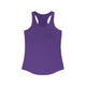 Women's racerback pickleball tank top with a small minimalist pickleball court diagram on the chest