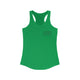 Solid Kelly Green women's racerback pickleball tank top with a small minimalist pickleball court diagram on the chest