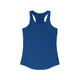 Women's racerback pickleball tank top with a small minimalist pickleball court diagram on the chest