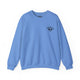 Carolina blue crewneck sweatshirt with a small PICKLEBALLER chest logo featuring crossed paddles
