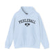 Light blue hoodie with an arched PICKLEBALL text design over crossed paddles