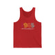 Red TriBlend unisex pickleball tank top with colorful "1965" numerals over a "PICKLEBALL" wordmark