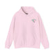 Light pink hoodie with a small PICKLEBALLER chest logo featuring crossed pickleball paddles