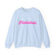 Pickleball crewneck sweatshirt with a pink script Pickleball text design
