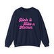 Pickleball sweatshirt with a pink script Dink it Like a Mother text design