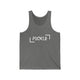 Deep Heather unisex pickleball tank top with white PICKLE wordmark inside bracket marks