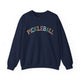 Navy crewneck sweatshirt with a colorful arched PICKLEBALL text design