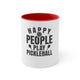 Color Accent Coffee Mug - Happy People Play Pickleball