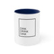 White mug with a Navy accent and a "DINK DRINK DINK" wordmark in a bordered box