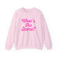 Pickleball crewneck sweatshirt with a pink script What's the Score text design
