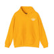 Gold hoodie with a small white PICKLEBALLER chest logo featuring crossed paddles