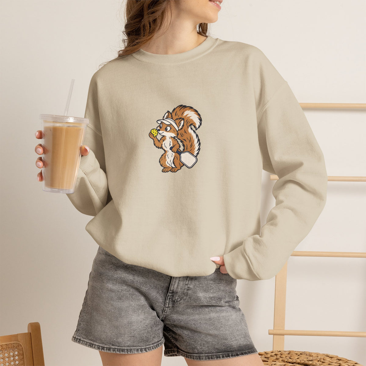 Squirrel pickleball crewneck sweatshirt, Wait, What's the Score?