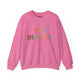 Safety pink sweatshirt with retro Net Master text design and sparkle accents