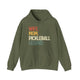 Military green hoodie with a retro WIFE. MOM. PICKLEBALL LEGEND. text design