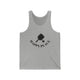 Athletic Heather unisex pickleball tank top with a paddle and ball icon over "Happy Place" text