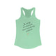 Solid Mint women's racerback pickleball tank top with handwritten "I'm sorry for what I said when I was playing pickleball" script and heart doodle