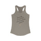 Solid Warm Gray women's racerback pickleball tank top with handwritten "I'm sorry for what I said when I was playing pickleball" script and heart doodle