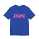 True royal blue pickleball t-shirt with a pink retro bubble ERNE text design