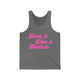 Pickleball tank top with a pink script Dink it Like a Mother text design