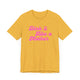 Heather yellow gold pickleball t-shirt with a pink script Dink it Like a Mother text design