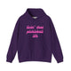 Purple pickleball hoodie with a pink script Livin' That Pickleball Life text design