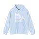 Light blue pickleball hoodie with a lob, laugh, love text design and pickleball icon