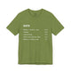Heather green t-shirt with a humorous DUPR rating breakdown list design