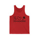 Unisex pickleball tank top with peace sign, heart, and pickleball paddle icons above "Peace, Love, Pickleball" text