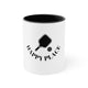 White mug with a Black accent and "Happy Place" text with a paddle and ball icon