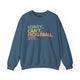 Indigo blue crewneck sweatshirt with a colorful Sorry. Can't. Pickleball. Bye. text design