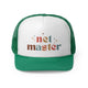 Green trucker cap with "net master" retro text with stars