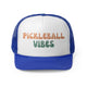 Royal trucker cap with "PICKLEBALL VIBES" retro bubble text
