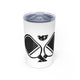 White vacuum insulated tumbler with a minimalist icon of two crossed pickleball paddles and a ball