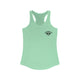 Mint racerback tank top with a small PICKLEBALLER chest logo featuring black crossed pickleball paddles