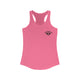 Hot pink racerback tank top with a small PICKLEBALLER chest logo featuring black crossed pickleball paddles