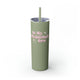 Glitter Seascape skinny tumbler with straw and "In My Pickleball Era" bubble text with sparkles