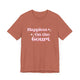 Heather Clay pickleball t-shirt with retro script text "Happiest On the Court" and sparkle accents
