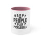 Color Accent Coffee Mug - Happy People Play Pickleball