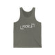 Grey TriBlend unisex pickleball tank top with white PICKLE wordmark inside bracket marks