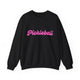 Pickleball crewneck sweatshirt with a pink script Pickleball text design