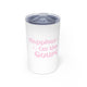 White vacuum insulated tumbler with "Happiest On the Court" script text with sparkle stars