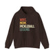 Dark chocolate hoodie with a retro WIFE. MOM. PICKLEBALL LEGEND. text design