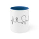 White mug with a Blue accent and a heartbeat-line illustration incorporating a paddle and pickleball